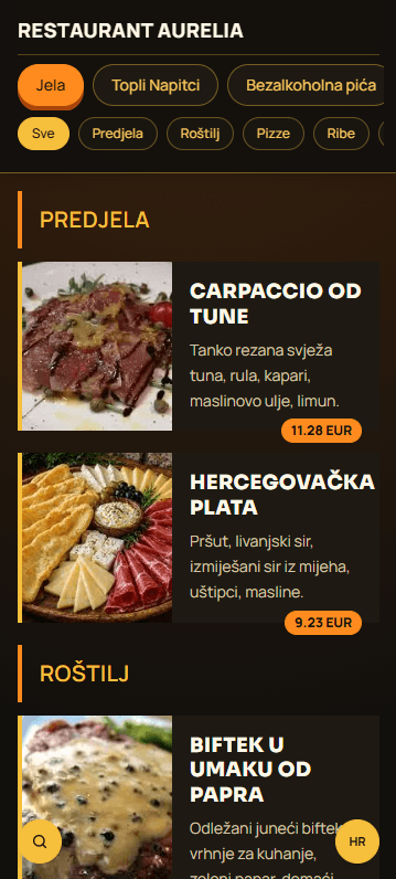 Tema digitalnog menija — Burger Bar